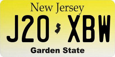 NJ license plate J20XBW