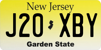 NJ license plate J20XBY