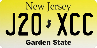 NJ license plate J20XCC
