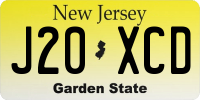 NJ license plate J20XCD