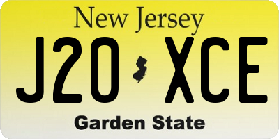 NJ license plate J20XCE