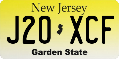 NJ license plate J20XCF