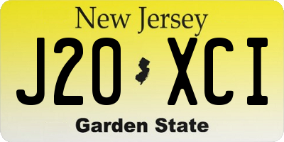 NJ license plate J20XCI