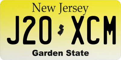 NJ license plate J20XCM