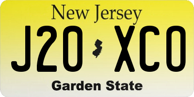 NJ license plate J20XCO