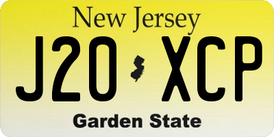 NJ license plate J20XCP