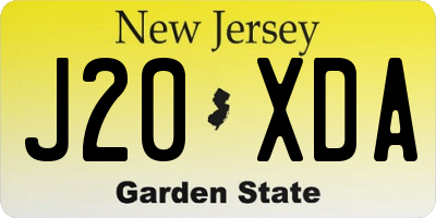 NJ license plate J20XDA