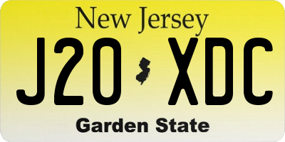NJ license plate J20XDC