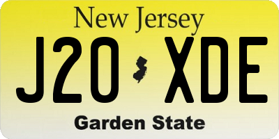 NJ license plate J20XDE