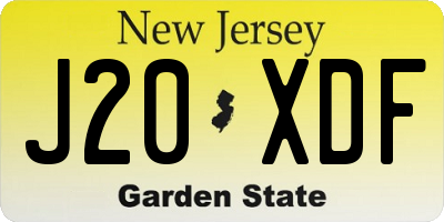 NJ license plate J20XDF