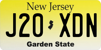 NJ license plate J20XDN