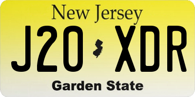 NJ license plate J20XDR