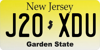 NJ license plate J20XDU