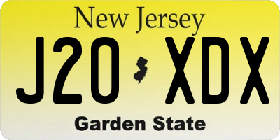 NJ license plate J20XDX