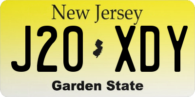 NJ license plate J20XDY