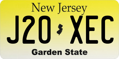NJ license plate J20XEC
