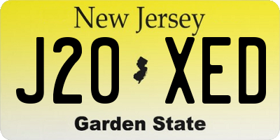 NJ license plate J20XED
