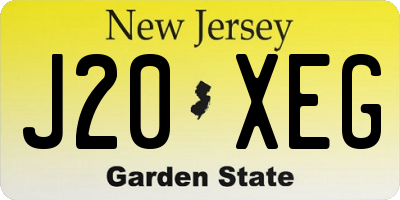 NJ license plate J20XEG