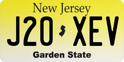NJ license plate J20XEV