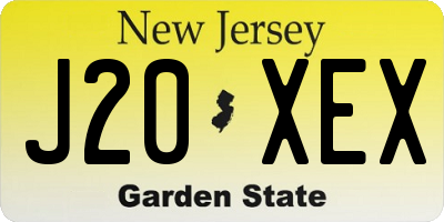 NJ license plate J20XEX