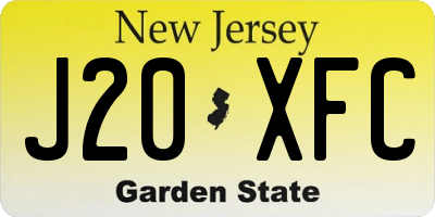 NJ license plate J20XFC