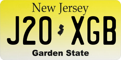 NJ license plate J20XGB