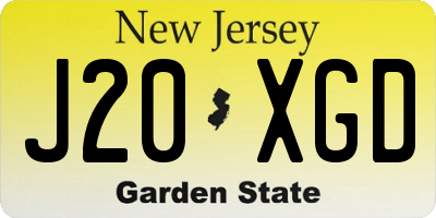 NJ license plate J20XGD