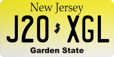 NJ license plate J20XGL