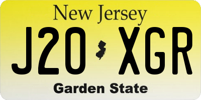 NJ license plate J20XGR