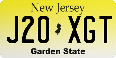 NJ license plate J20XGT