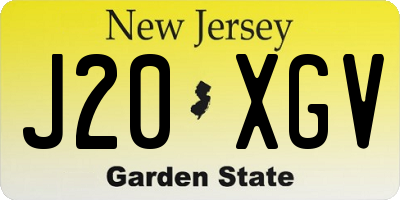 NJ license plate J20XGV