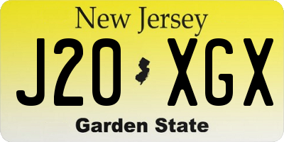 NJ license plate J20XGX