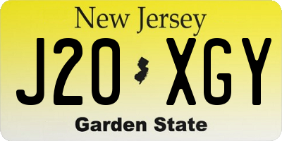 NJ license plate J20XGY