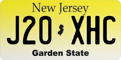 NJ license plate J20XHC