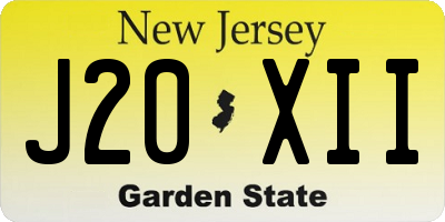 NJ license plate J20XII