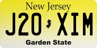 NJ license plate J20XIM