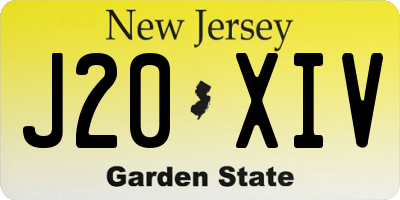 NJ license plate J20XIV