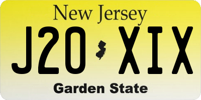 NJ license plate J20XIX