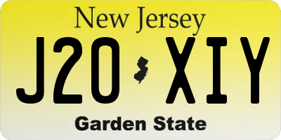 NJ license plate J20XIY