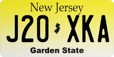NJ license plate J20XKA