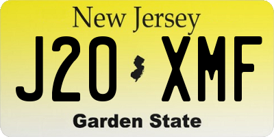 NJ license plate J20XMF