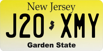 NJ license plate J20XMY