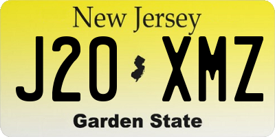 NJ license plate J20XMZ