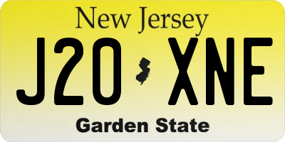 NJ license plate J20XNE