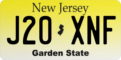 NJ license plate J20XNF