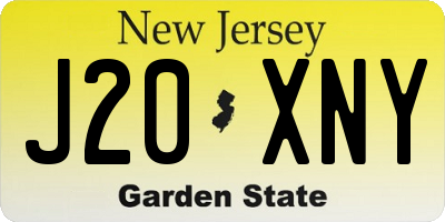 NJ license plate J20XNY