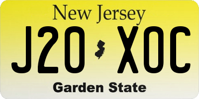NJ license plate J20XOC