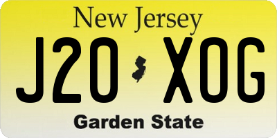 NJ license plate J20XOG