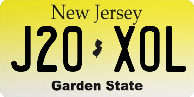 NJ license plate J20XOL