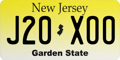 NJ license plate J20XOO